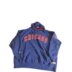 Chicago Cubs Stitches Blue Hoodie Sweatshirt  Men's L Red Lining Front Logo
